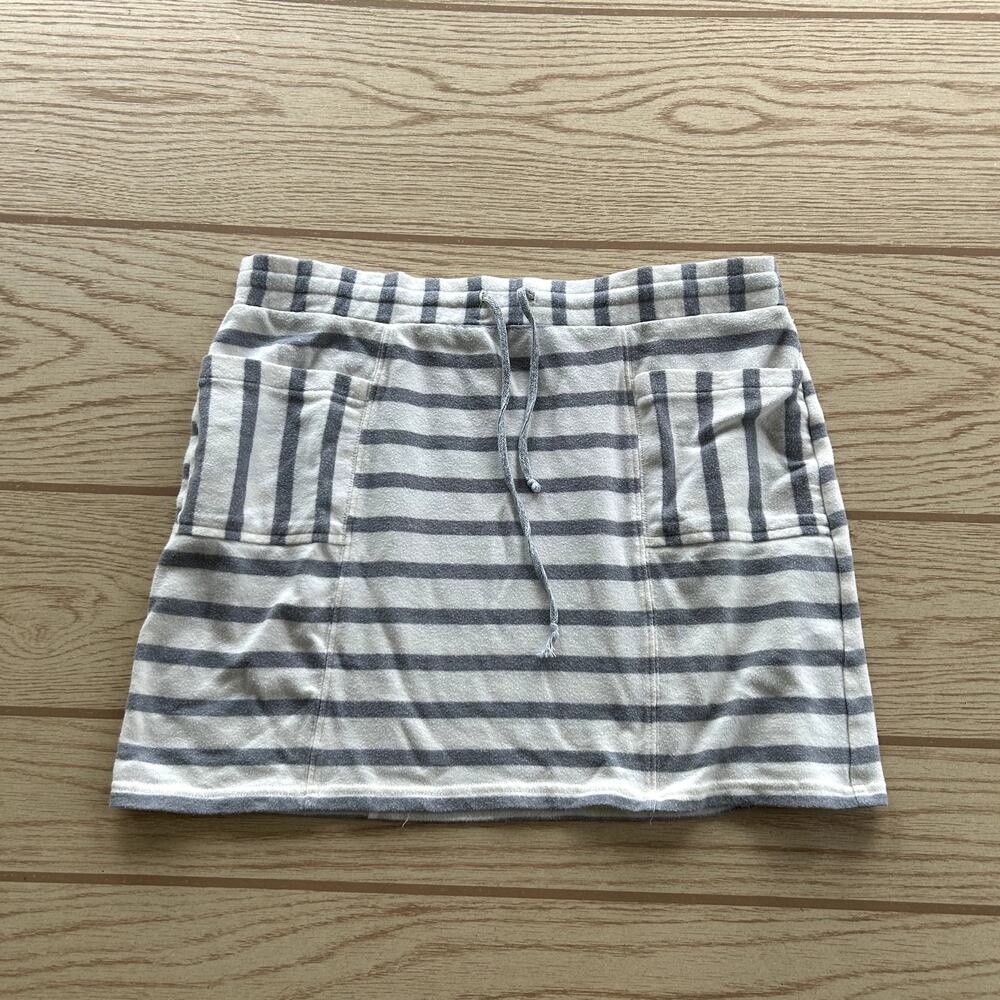 Lou & Grey Loft Mini Striped Skirt with Pockets Drawstring Waist Women's Size M